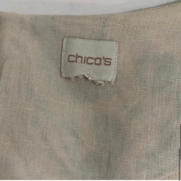 Chico’s Artisan Printed Linen Jacket blue, cream - Picture 13 of 16